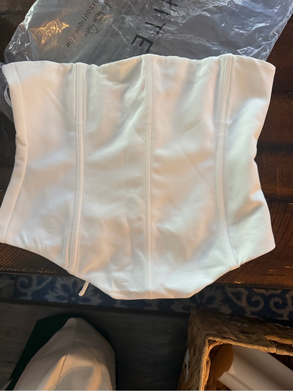 White Fox Boutique Ivory Strapless Corset Top